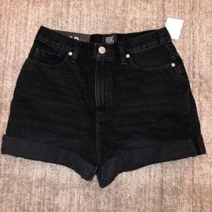 Black High Waisted Denim Shorts